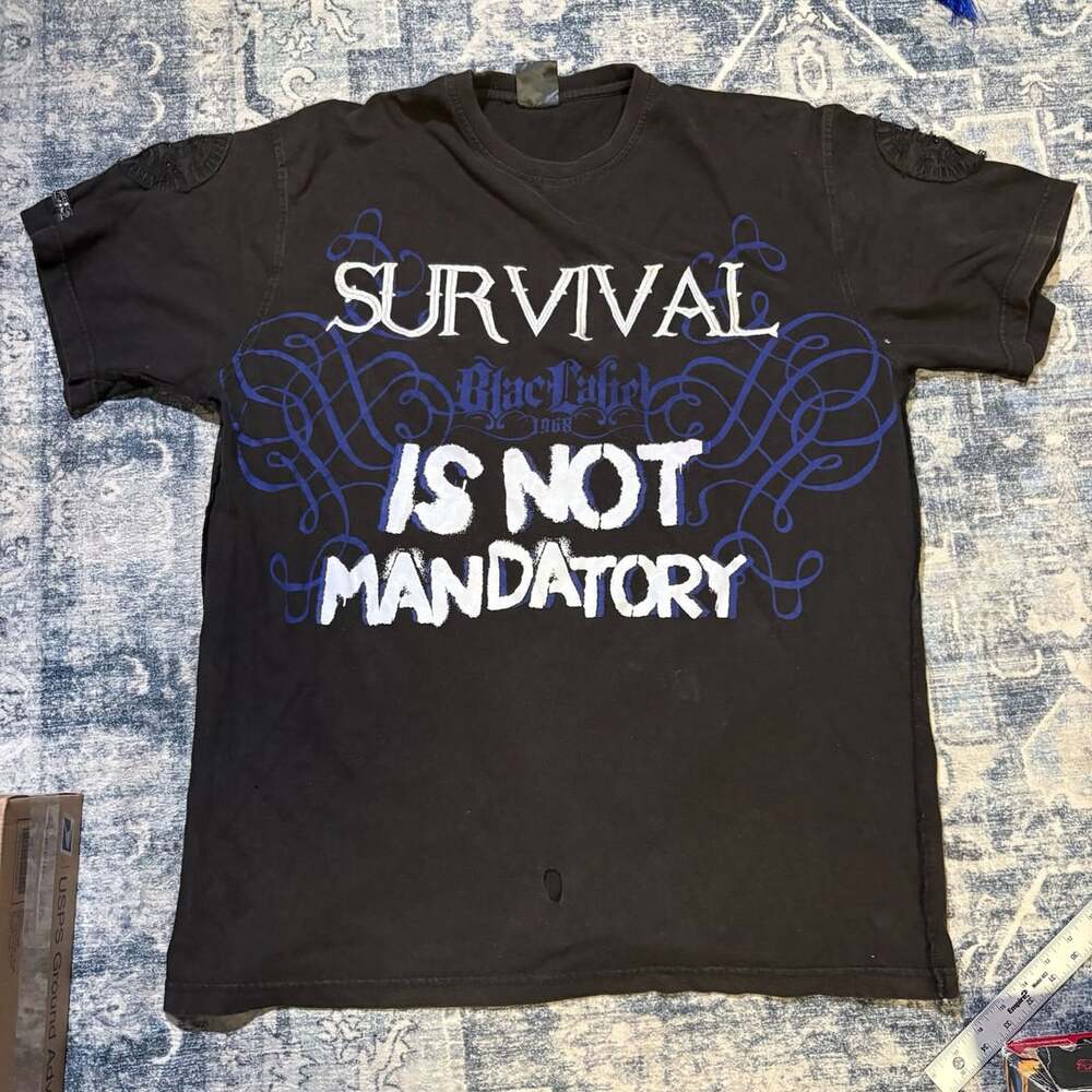 Blac Label T-Shirt Survival Is Not Mandatory Black Graphic Tee